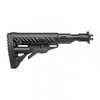 Полимерный тактический складной приклад FAB-Defense M4-VEPR FK SB с амортизационной буферной трубкой под ВПО-205, ВПО-148, ВПО-213, Вепрь 1В, черный