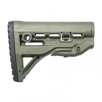 Телескопический приклад FAB-Defense GL-SHOCK для М16, AR15, АК, РПК, Сайга, Вепрь, REM870, MOSS500 при наличии буферной трубы, зеленый
