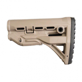 Телескопический приклад FAB-Defense GL-SHOCK для М16, AR15, АК, РПК, Сайга, Вепрь, REM870, MOSS500 при наличии буферной трубы, песочный
