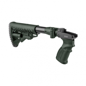 Телескопический приклад FAB-Defense M4-SVD для монтажа на СВД и самозарядный карабин Тигр, зеленый